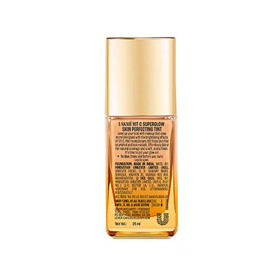 Lakme Makeup+Skincare Vitc Superglow Skin Perfecting Tint Warm Creme W120 25 ml - Foundation