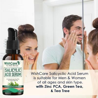 WishCare 2% Salicylic Acid Serum For Active Acne & Blackheads With Zinc Pca Tea Tree & Green Tea 30 ml - Face Serum