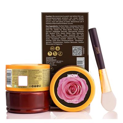 Wow Life Science Pink Rose Clay Face Mask 200 ml - Face Packs