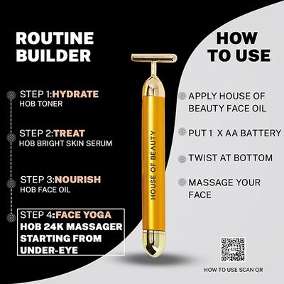 House of Beauty 24K Face Massager Kit For Undereye Puffiness, Dark Circles,Face Tightening (3Pc) 1's - Massagers