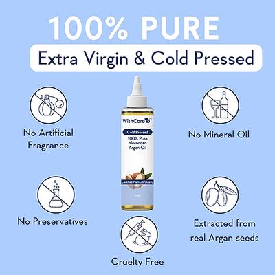 WishCare 100% Pure Cold Pressed Natural Moroccan Argan Oil 100 ml - Hair Oils