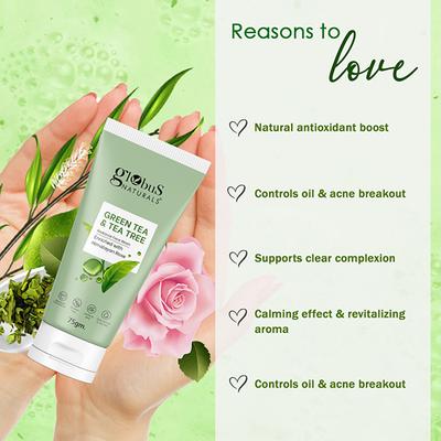 Globus Naturals Green Tea and Tea Tree Face Wash, 75gm each 5's - Face Wash & Cleansers