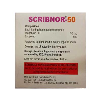 SCRIBNOR 50 Capsule 10's - Neuropathic Pain-Dru