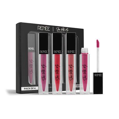 Renee Stay with Me Matte Liquid Lipstick - Juicy Berries, 5ml each 4's - Liquid Lipsticks