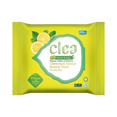Clea Cleansing & Makeup Remover Wet Wipes (Lemon & Tulsi) (25's Wipes/Pack) 1's - Make Up Removers