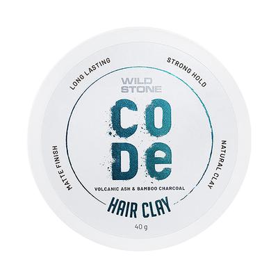 Wild Stone Code Hair Styling Clay for Men M Long Lasting Strong Hold Matte Finish with Volume 40 gm - Hair Gels & Waxes