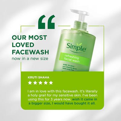 Simple Refreshing Facial Wash, 100% Soap-Free Perfect for Sensitive Skin 250 ml - Face Wash & Cleansers