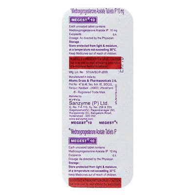Megest 10mg Tablet 10'S - Hormonal Therapy-Oes
