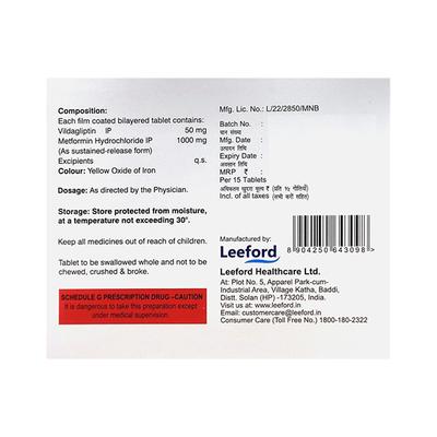 VIDADEB 50 M SR FORTE Tablet 15's - Diabetes-Ant