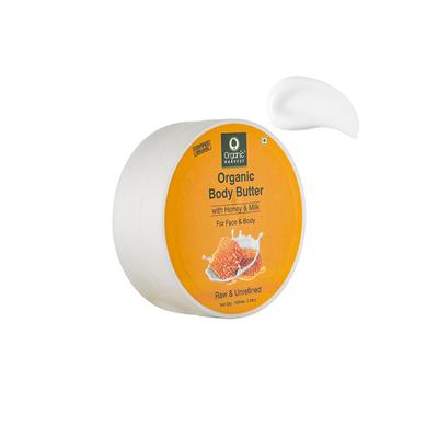 Organic Harvest Body Butter Cream with Honey & Milk, Natural Body Butter Cream for Women with Dry, Itchy, All Skin Types 100 gm - Shower Gels & Body Wash