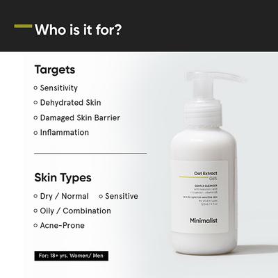 Minimalist Oat extract 6% gentle low-foaming cleanser with hyaluronic acid for damaged 120 ml - Face Washes