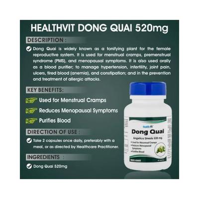 Healthvit Dong Quai - Capsules For Nourishes Blood 60's - General Health