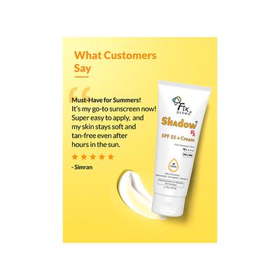 Fixderma Shadow SPF55+ Cream Lightweight SPF 55+ Protection For Oily & Acne-Prone Skin 75 gm - Body Sunscreen