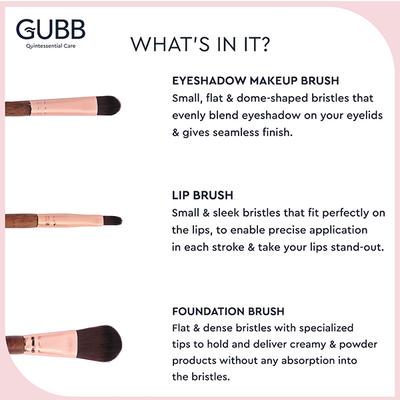 Gubb Essential Trio Kit Set Of 3 (Foundation, Eyeshadow & Lip) 1's - Face Brush