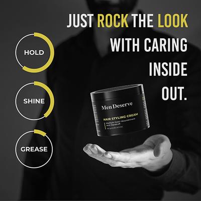Men Deserve Hair Styling Cream (Medium Hold) + Nourishment Anti Dandruff 100gm - Hair Creams