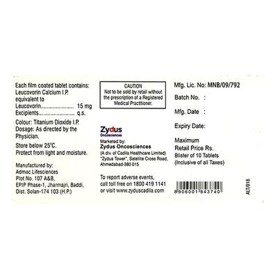 Biovorin 15mg Tablet 10'S - Cancer Oncology-Sup