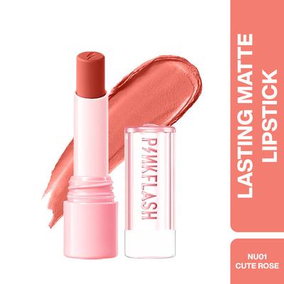 Pinkflash Lasting Matte Lipstick-Nu01 Cute Rose 2.8 gm - Lipsticks