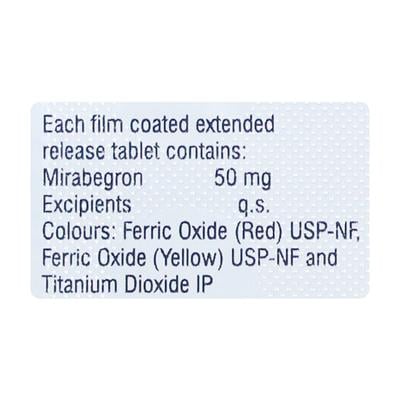 Mirago 50mg Tablet 10'S - Urinary Retention-Dru