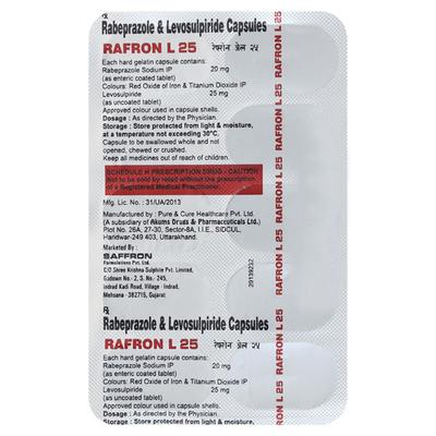 Rafron L 25 Capsule 10'S - Ulcer/Reflux/Flatulence-Aaa