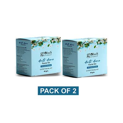Globus Naturals Anti Acne 6 Step Facial Kit, for Oil Control & Unclogging Pore, 40gm each 2's - Facial Kits