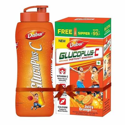Dabur Glucoplus-C Orange Instant energy 450 g (Free Sipper) - Energy Drinks
