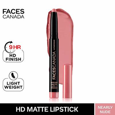 Faces Canada Ultime Pro HD Intense Matte Lips + Primer - Nearly Nude 08, 9HR Long Stay 1.4 gm - Lip Crayons