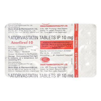 ATORFIRST 10 Tablet 15's - High Cholesterol-Dys