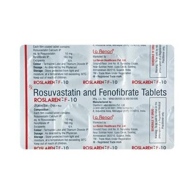 Roslaren F 10/160mg Tablet 10'S - High Cholesterol-Dys
