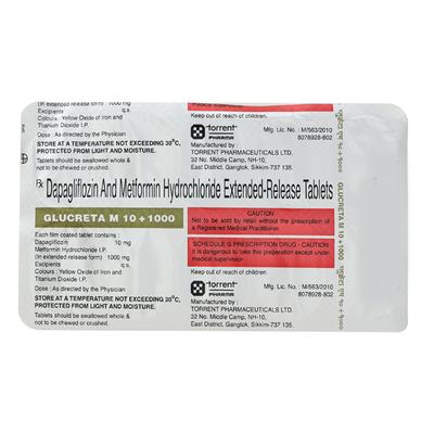 GLUCRETA M 10+1000 Tablet 10's - Diabetes-Ant