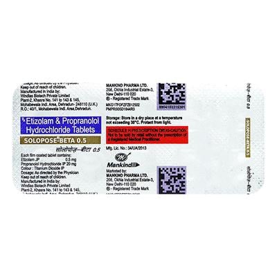 Solopose Beta 0.5mg Tablet 10'S - Anxiety-Anx