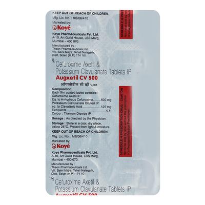 Augxetil CV 500/125mg Tablet 10'S - Bacterial Infections-Cep