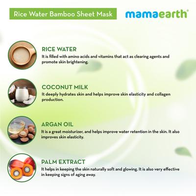 Mamaearth Bamboo Sheet Mask - Rice Water 1's - Masks & Peels