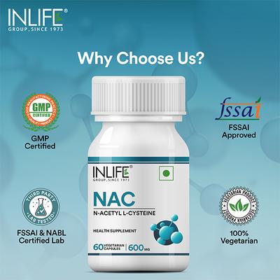 INLIFE NAC N Acetyl Cysteine Veg Capsules 60's - Vital Health