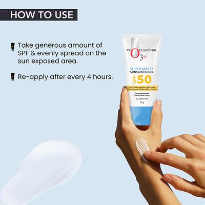 O3+ Super Matte Sunscreen SPF 50 PA ++++ Niacinamide & Hyaluronic Acid for Normal to Oily Skin 75 gm - Face Sunscreen
