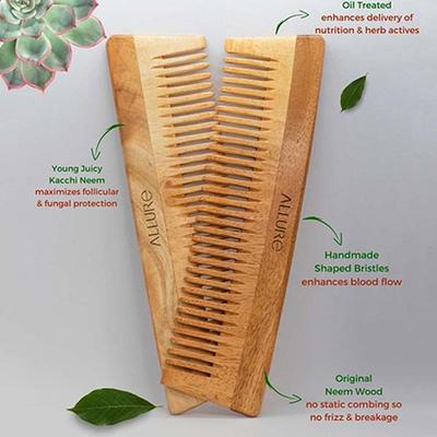 Allure Wooden Neem Comb (CD-01) 2's - Hair Combs