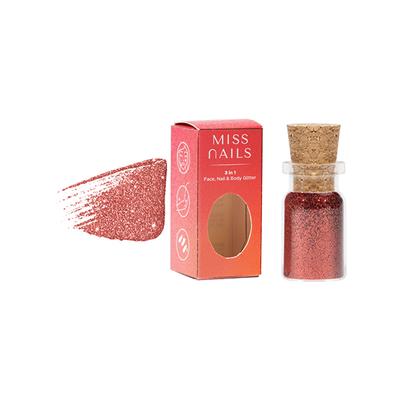 Miss Nails 3 In 1 Glitter Red Forever 7 5 gm - Nail Polish