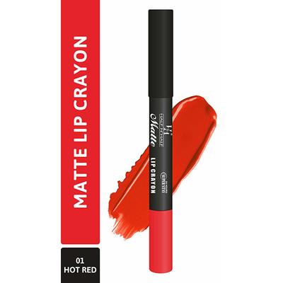 Half N Half Matte Lip Crayon, 24H Super Stay, 01 Hot Red 3.5 gm - Lip Crayons
