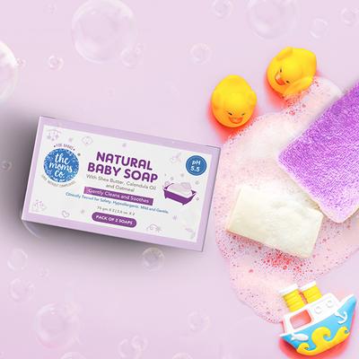 The Moms Co. Natural Baby Soap with Shea Butter, Calendula Oil and Oatmeal each 75gm 2's - Baby Soap