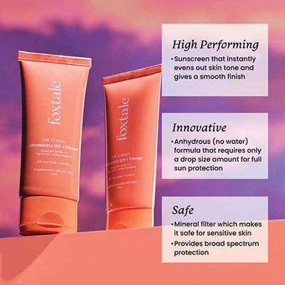 Foxtale Ultra Matte Spf 50 Pa++++ and Primer, Shade 1, No White Cast, Blurs Out Pores Primer 50 ml - Face Creams