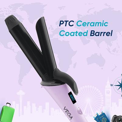 Vega Go Mini Hair Curler for Women with 25 mm Barrel, Auto Cut-Out for Travel Friendly (VHCH-08) 342 gm - Rollers & Curlers