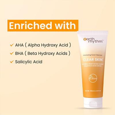 Earth Rhythm Exfoliating Face Cleanser With AHAs & BHAs 100 gm - Face Washes