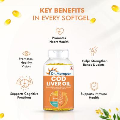 Dr. Morepen Cod Liver Oil with Omega3 Capsule 100's - Hair & Skin