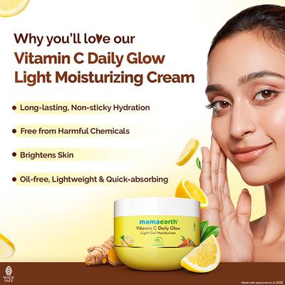 Mamaearth Vitamin C Daily Glow Light Gel Moisturizer with Vit C Turmeric for Skin Brightening 200 gm - Face Moisturizers