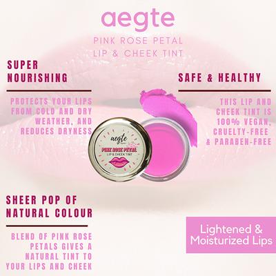 Aegte Rose Petal Lip & Cheek Tint Balm (Baby Pink) 15 gm - Lip Stains & Tints