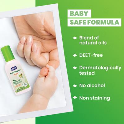 Chicco Baby Anti Mosquito Natural Protection Fabric Roll-On with Lemongrass & Eucalyptus Oil 8 ml - Mosquito Repellent