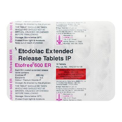 Etofree ER 600mg Tablet 10'S - Arthritis-Non