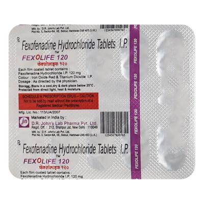 FEXOLIFE 120mg Tablet 10's - Allergies-Ant