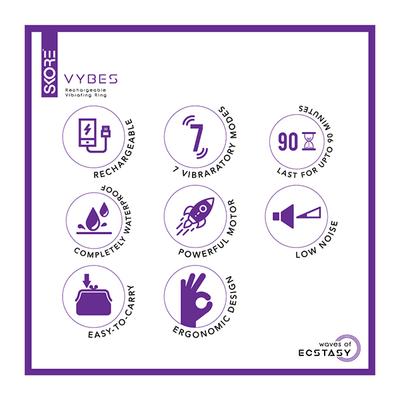 Skore Vybes Vibrating Ring Body Massager & 7 Vibrating Mode 1's - Massagers And Vibrators