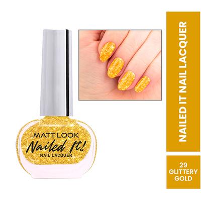 Matt Look Nailed It Nail Polish, Chip Free, Quick Dry, Longer Stay, Highly Pigmented Lacquer, Natural Finish , Glittery Silver 28 10 ml - Nail Polish
