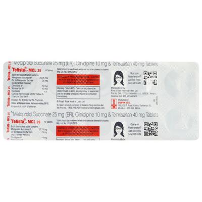 TELISTA MCL 25 Tablet 10's - Hypertension-Ana